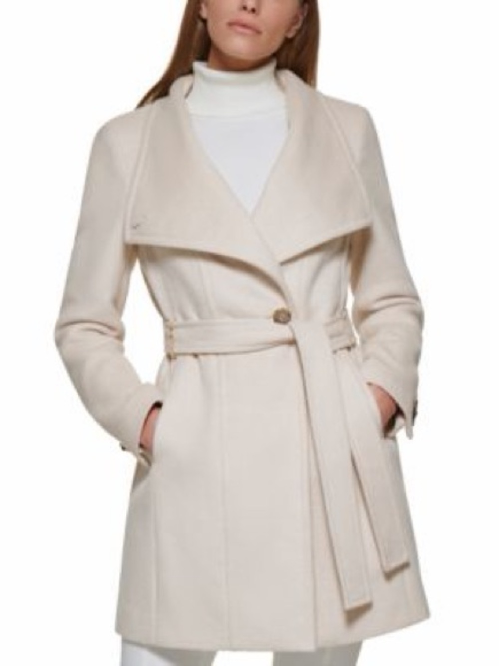 Calvin Klein Cream Belted Trench Coat
